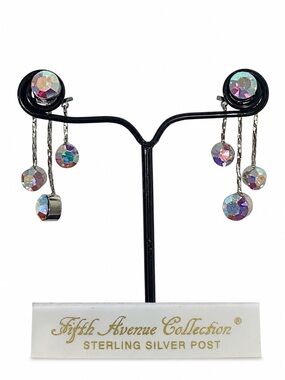 FAC Front & Back AB Triple Dangle Earrings NWT